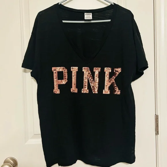 PINK Victoria's Secret Bling Tee with Sequins - Picture 1 of 12